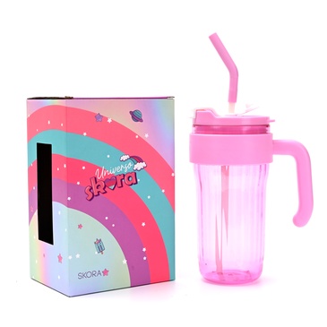 Vaso Con Agarre y Sorbete 800ML  - Skora