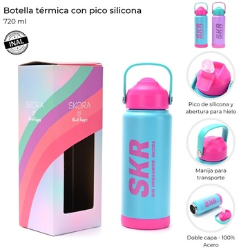 Botella Termica 720ML Con Pico Silicona Skora