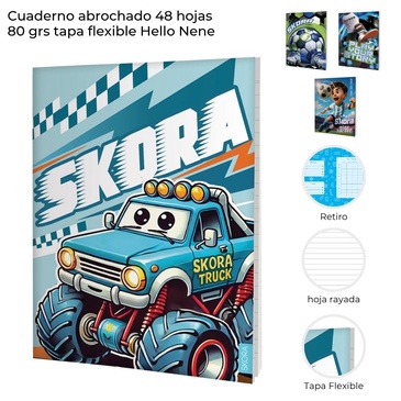 Cuadernos Abrochados 48 hojas Tapa Flexible Hello Nene Skora
