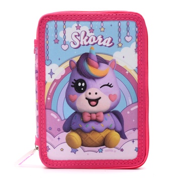 Cartuchera Doble Cierre Kawaii Unicornio Helado  - Skora