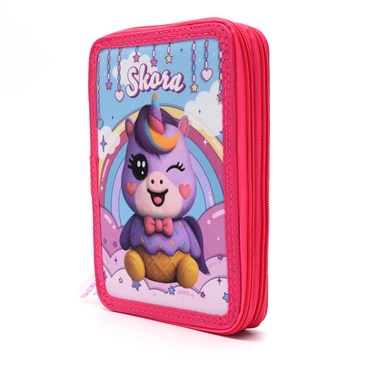 Cartuchera Doble Cierre Kawaii Unicornio Helado  - Skora