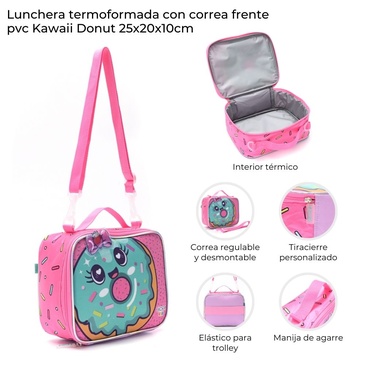 Lunchera Termoformada Con Correa Kawaii Donut  Skora