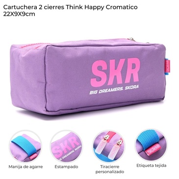 Cartuchera Doble Cierre Think  Happy Cromatico Skora