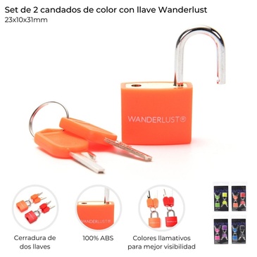 Venta por Mayor y Catalogo Set De 2 Candado De Color Con Llave  Wanderlust