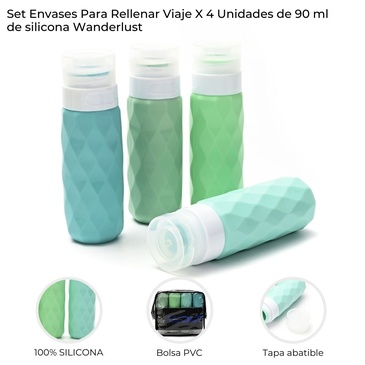Venta por Mayor y Catalogo Set Envases Para Rellenar x 4 Unid. 90ML Con Estuche Wanderlust