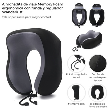 Almohada De Viaje Memory Foam Ergonometrica Wanderlust