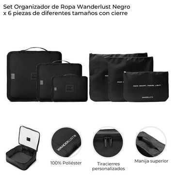 Venta por Mayor y Catalogo Set Organizador De Ropa x 6 Piezas De Diferente Tamaño  Wanderlust