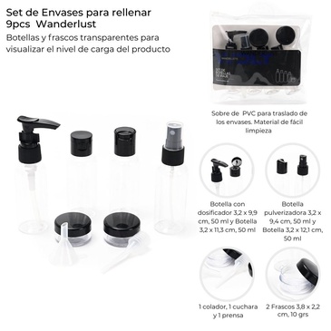 Venta por Mayor y Catalogo Set Envases Para Rellenar Con Estuche Guardado Wanderlust