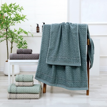 Venta por Mayor y Catalogo Juego De Toalla y Toallón Jacquard Con Diseño Jean Cartier