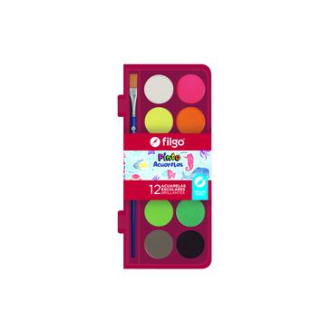 Acuarelas Pinto Estuche Plastico x 12 Surtido  Filgo