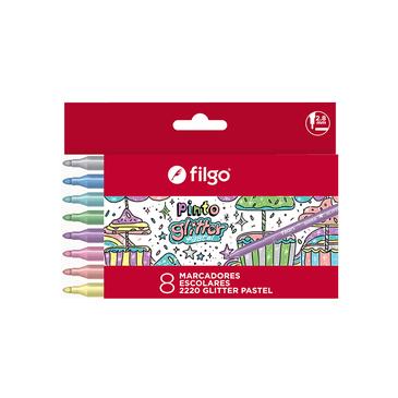 Marcador Pinto 2220 x 8 Glitter Pastel Filgo