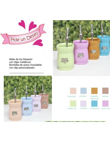 Venta por Mayor y Catalogo Mate C/ Bombilla De Acero inoxidable + Dije Enchúlate