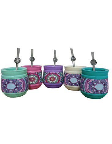 Venta por Mayor y Catalogo Mate Banda Mandala Con Bombilla  Enchúlate