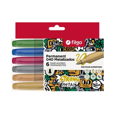 Marcadores Permanente 040 Fino x 6 Metalizados  Filgo