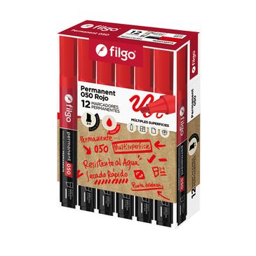 Marcador Permanente 051 Redondo Caja x 12 Rojo Filgo